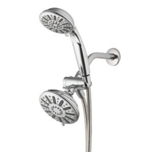 6-Spray 5 in. Dual Wall Mount Fixed and Handheld Shower Head 1.8 GPM in Chrome