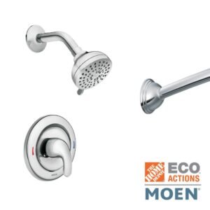 Adler Single-Handle 4-Spray Shower Faucet with Curved Shower Rod in Chrome (Valve Included)