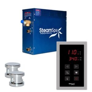 Oasis Series 10.5kW Steam Bath Generator Package with Continuous Steam and Quick Start Technology in Polished Chrome