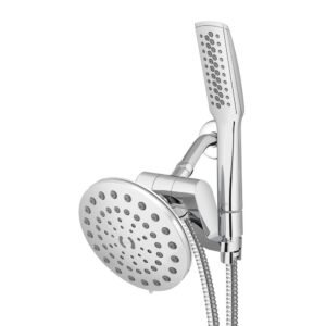 12-Spray Patterns with 1.8 GPM 7 in. Wall Mount High Pressure Dual Shower Head and Wand Shower Head in Chrome