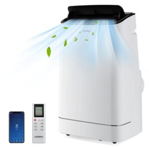 10,800 BTU Portable Air Conditioner Cools 800 Sq. Ft. with Heater, Dehumidifier and App Control in White