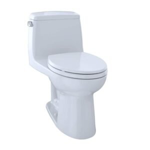 Eco UltraMax 12 in. Rough In One-Piece 1.28 GPF Single Flush Cefiontect Elongated Toilet in Cotton White, Seat Inlcuded