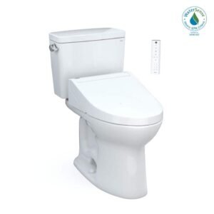Drake 12 in. Rough In Two-Piece 1.28 GPF Single Flush Elongated Toilet in Cotton White, C5 Washlet Seat Included