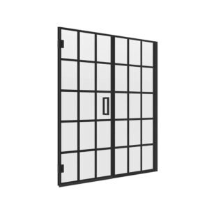 Marina 60 in. W x 74 in. H Pivot Door and Panel Semi Frameless Shower Door in Matte Black