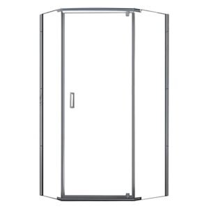 Cove 38 in. W x 74 in. H Neo Angle Pivot Semi Frameless Corner Shower Enclosure in Brushed Nickel with Clear Glass