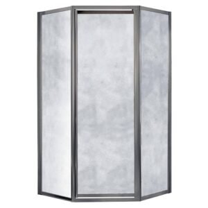 Tides 16-3/4 in. x 24 in. x 16-3/4 in. x 70 in. Framed Neo-Angle Shower Door in Brushed Nickel Finish with Obscure Glass