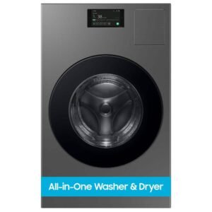 Bespoke 5.3 cu. ft. Ultra Capacity All-In-One Washer Dryer Combo with Super Speed and Ventless Heat Pump in Dark Steel