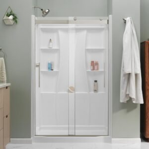 Classic 500 43-3/8 to 47-3/8 in. W x 71-1/8 in. H Frameless Sliding Shower Door in Nickel with 5/16 in. Clear Glass