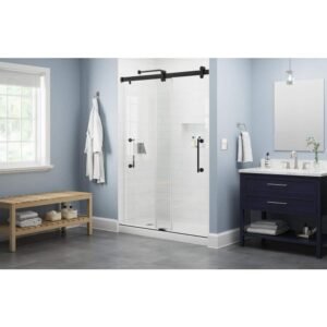 Paxos 51-1/2 to 60 in. W x 76 in. H Frameless Sliding Shower Door in Matte Black with 5/16 in. Clear Glass