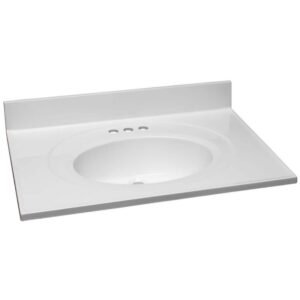 31 in. W x 22 in. D Cultured Marble Vanity Top in Solid White with Solid White Basin