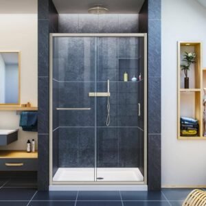 Infinity-Z 44 to 48 in. x 72 in. Sliding Semi-Frameless Shower Door in Brushed Nickel