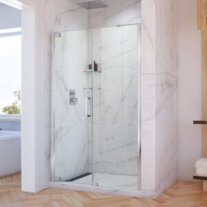 Elegance-LS 49 in. to 51 in. W x 72 in. H Frameless Pivot Shower Door in Chrome