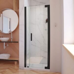 Elegance-LS 39-3/4 in. to 41-3/4 in. W x 72 in. H Frameless Pivot Shower Door in Matte Black
