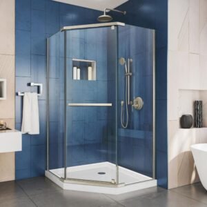 Prism 38-1/8 in. x 38-1/8 in. x 72 in. Semi-Frameless Neo-Angle Pivot Shower Enclosure in Brushed Nickel