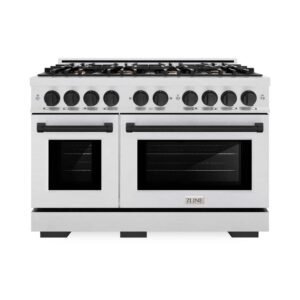 Select 48 in. 8-Burner Gas Range with Double Oven in Fingerprint Resistant Stainless Steel and Matte Black
