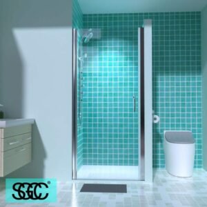 34-35 in. W x 72 in. H Pivot Frameless Shower Door in Chrome Finish with Clear Glass