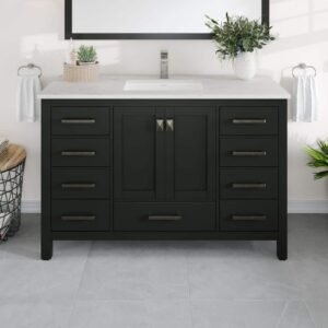 London 48 in. Single Sink Espresso Bath Vanity with White Carrara Quartz Top (Assembled)