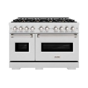 Classic 48 in. 8-Burner Gas Range with Double Oven and Brass Burners in Fingerprint Resistant Stainless Steel