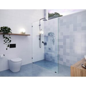 Vela 60 in. W x 78 in. H Frameless Fixed Single Panel Shower Door in Matte Black Without Handle