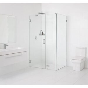 46 in. W x 46.5 in. D x 78 in. H Pivot Frameless Corner Shower Enclosure in Polished Chrome Finish with Clear Glass