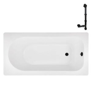 60 in. x 32 in. Rectangular Acrylic Soaking Drop-In Bathtub, with Reversible Drain in Matte Black