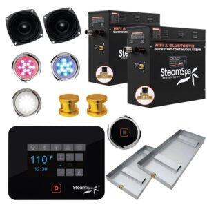 Black Series 15kW Steam Bath Generator with Continuous Steam Plus Quick Start Technology and Built-in Auto Drain in Gold