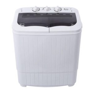 7.14 cu. ft. Compact Twin Tub, Top Load Washer in Gray with Built-in Drain Pump, Semi-Automatic Washing Machine