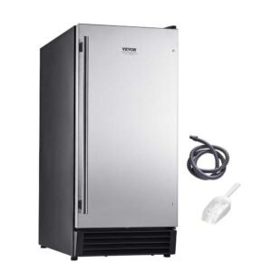 Undercounter Built-In Ice Maker 50 lbs/Day 22. 4 in. W Grey Ice Maker Machine with Drain Pump Full Size Cubes
