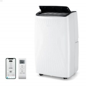 12000 BTU Portable Air Conditioner Smart WiFi Air Cools 450 Sq. Ft. w/Fan Dehumidifier with Remote in White