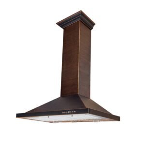 36 in. 400 CFM Convertible Vent Wall Mount Range Hood in Hand Hammered Copper