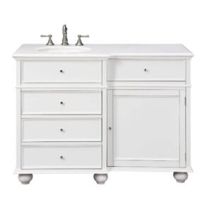 Hampton Harbor 48 in. W x 22 in. D x 35 in. H Single Sink Freestanding Bath Vanity in White with White Marble Top
