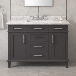 Sonoma 48 in. Single Sink Dark Charcoal Bath Vanity with Carrara Marble Top (Assembled)