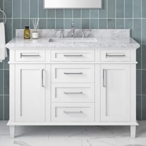 Sonoma 48 in. Single Sink White Bath Vanity with Carrara Marble Top (Assembled)