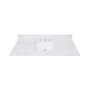 49 in. W x 22 in D Engineered Stone White Rectangular Single Sink Vanity Top in White
