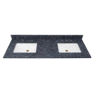 61 in. W x 22 in D Granite White Rectangular Double Sink Vanity Top in Blue