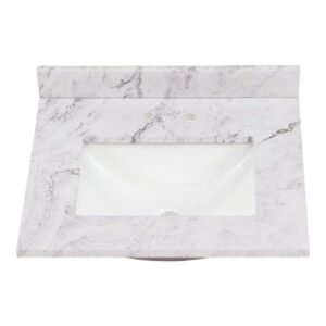 25 in. W x 22 in. D Engineered Stone Composite White Rectangular Single Sink Vanity Top in Lunar