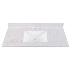 49 in. W x 22 in. D Engineered Stone Composite White Rectangular Single Sink Vanity Top in Pulsar