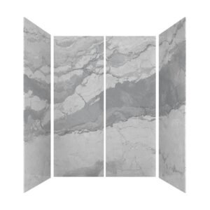 60 in. L x 32 in. W x 84 in H Glue-Up Alcove Solid Composite Stone 4-Piece Shower Wall Set in Italian Ice