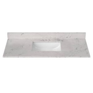 49 in. W x 22 in. D Cultured Marble Rectangular Undermount Single Basin Vanity Top in Icy Stone