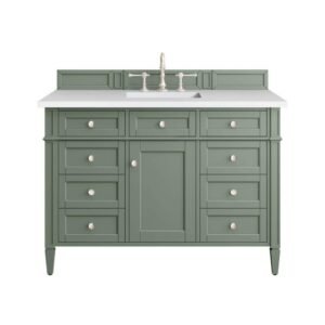 Brittany 48.0 in. W x 23.5 in. D x 33.8 in. H Bathroom Vanity in Smokey Celadon with White Zeus Quartz Top