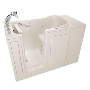 Exclusive Series 48 in. x 28 in. Left Hand Walk-In Whirlpool Bathtub with Quick Drain in Linen