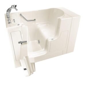Gelcoat Value Series 52 in. Outward Opening Door Walk-In Soaking Bathtub with Left Hand Drain in Linen