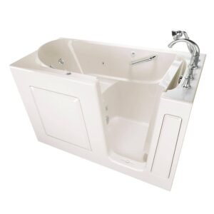 Exclusive Series 60 in. x 30 in. Right Hand Walk-In Whirlpool Bathtub with Quick Drain in Linen