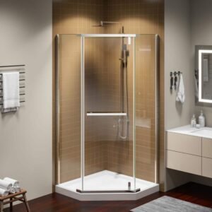 36 in. W x 72 in. H Neo Angle Pivot Semi Frameless Corner Shower Enclosure in Chrome Without Shower Base