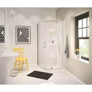 Radia 32 in. x 32 in. x 71-1/2 in. Frameless Neo-Round Sliding Shower Door with Clear Glass in Brushed Nickel