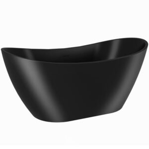 Freestanding 60 in. Fiberglass Double Slipper Flatbottom Modern Stand Alone Non-Whirlpool Bathtub in Matte Black