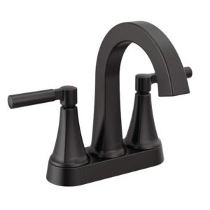 Lorna 4 in. Centerset Double Handle Bathroom Faucet with Drain Kit Included in Matte Black