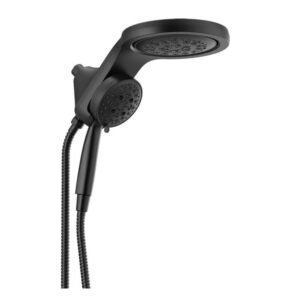 HydroRain 5-Spray Patterns 1.75 GPM 6 in. Wall Mount Dual Shower Heads in Matte Black