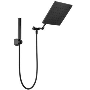 Raincan 1-Spray Dual Wall Mount Fixed and Handheld Shower Head 1.75 GPM in Matte Black