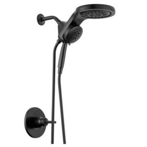 Trinsic HydroRain 5-Spray Wall Mount Dual Shower Head and Handheld Shower Head 2.5 GPM in Matte Black